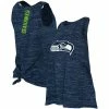 New ❤️ Women's New Era Seattle Seahawks College Navy Reverse Space-Dye Back-Knot Tank Top 🤩