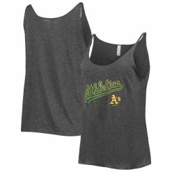 Coupon ✔️ Women's Soft As A Grape Heathered Charcoal Oakland Athletics Slouchy Tank Top 🌟