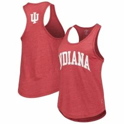 Cheapest ⌛ Women's League Collegiate Wear Heather Crimson Indiana Hoosiers Two-Hit Intramural Tri-Blend Scoop Neck Racerback Tank Top 💯