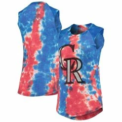 Brand new ✔️ Women's Majestic Threads Red/Blue Colorado Rockies Tie-Dye Tri-Blend Muscle Tank Top 🔔