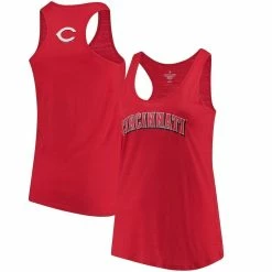 Outlet ⌛ Women's Soft As A Grape Red Cincinnati Reds Plus Size Swing For The Fences Racerback Tank Top 😍