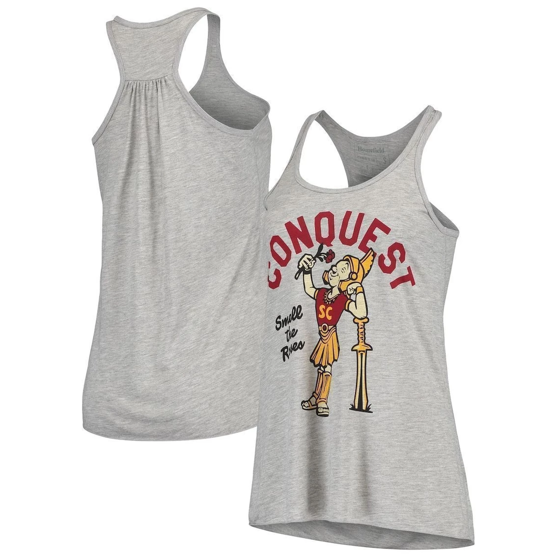 Budget π€© Women's Homefield Heather Gray USC Trojans Vintage Racerback Tank Top π - Image 2