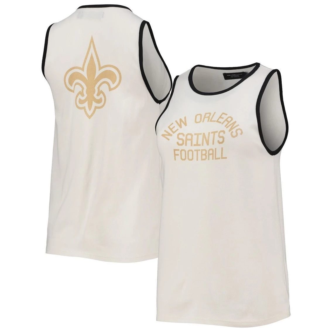 Coupon β Women's Junk Food White/Black New Orleans Saints Throwback Pop Binding Scoop Neck Tank Top π§¨