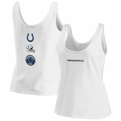 Wholesale 🔔 Women's WEAR By Erin Andrews White Indianapolis Colts Team Scoop Neck Tank Top 😀