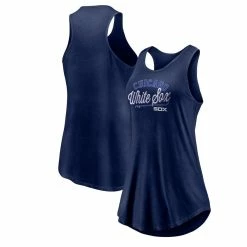 Best deal 👍 Women's Fanatics Branded Navy Chicago White Sox Simplicity Swing Racerback Scoop Neck Tank Top 🔥