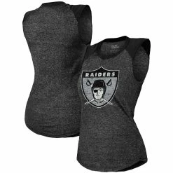 Promo π Women's Majestic Threads Black Las Vegas Raiders Retro Tri-Blend Raglan Muscle Tank Top β
