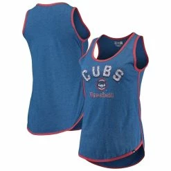 Best Sale π₯° Women's New Era Heathered Royal Chicago Cubs Contrast Binding Scoop Neck Tank Top π