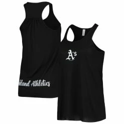 Cheap 👏 Women's Soft As A Grape Black Oakland Athletics Front & Back Tank Top 🎉