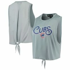 Buy 🧨 Women's The Wild Collective Light Blue Chicago Cubs Open Back Twist-Tie Tank Top 🧨