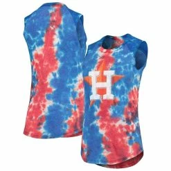 Cheap π Women's Majestic Threads Red/Blue Houston Astros Tie-Dye Tri-Blend Muscle Tank Top π―