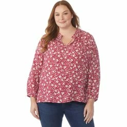 Outlet β€οΈ Tommy Hilfiger Plus Size Floral Print Peasant Top π