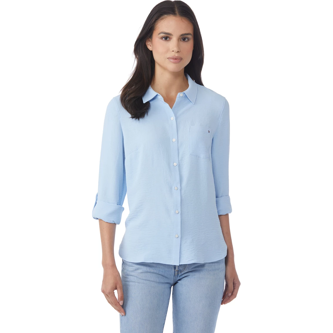 Budget β Tommy Hilfiger Solid Roll Tab Woven π Shirt π - Image 2