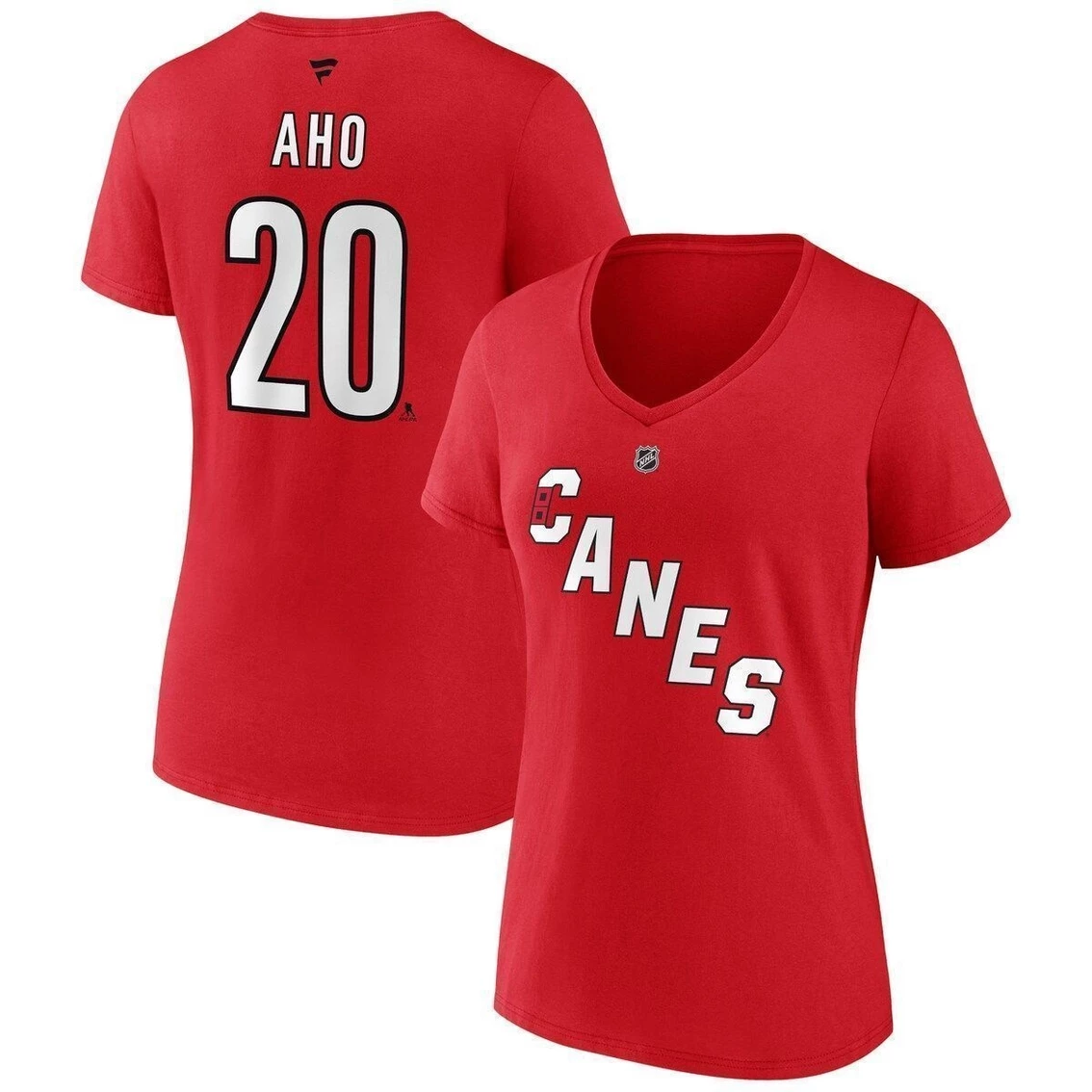 Promo π― Women's Fanatics Branded Sebastian Aho Red Carolina Hurricanes Special Edition 2.0 Name & Number V-Neck T-Shirt π - Image 2