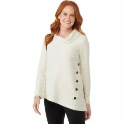 Promo β¨ Passports Textured Fabric Cowl Neck Side Button Top π₯