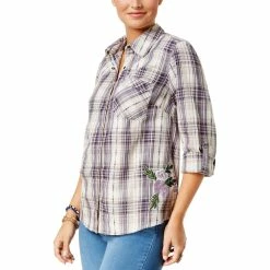 Budget π Style&Co. Style & Co Petite Cotton Embroidered Plaid π Shirt π§¨