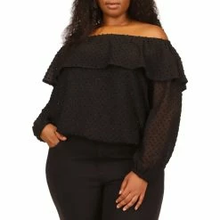 Hot Sale ❤️ Michael Kors Plus Size Clip Chiffon Off Shoulder Top 🌟