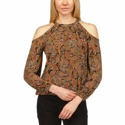 Hot Sale 🛒 Michael Kors Cold Shoulder Smocked Top 👏