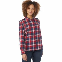 Promo π Tommy Hilfiger Paterson Plaid Flannel Roll Tab Button Front π Shirt π