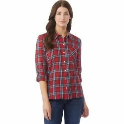 New β Tommy Hilfiger Club Crinkle Plaid Roll Tab Button Front π Shirt π