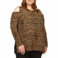 Flash Sale 🌟 Michael Kors Plus Size Cheetah Print Cold Shoulder Top ⌛