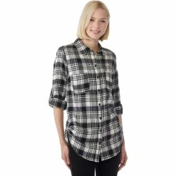 Promo π Derek Heart Juniors Flannel Plaid Tab Sleeve Top π