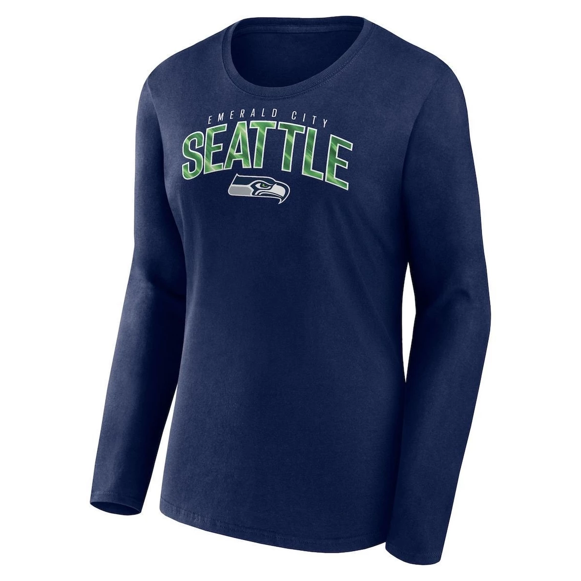 Promo π Women's Fanatics Branded College Navy Seattle Seahawks Plus Size Measure Distance Scoop Neck Long Sleeve T-Shirt π€© - Image 3