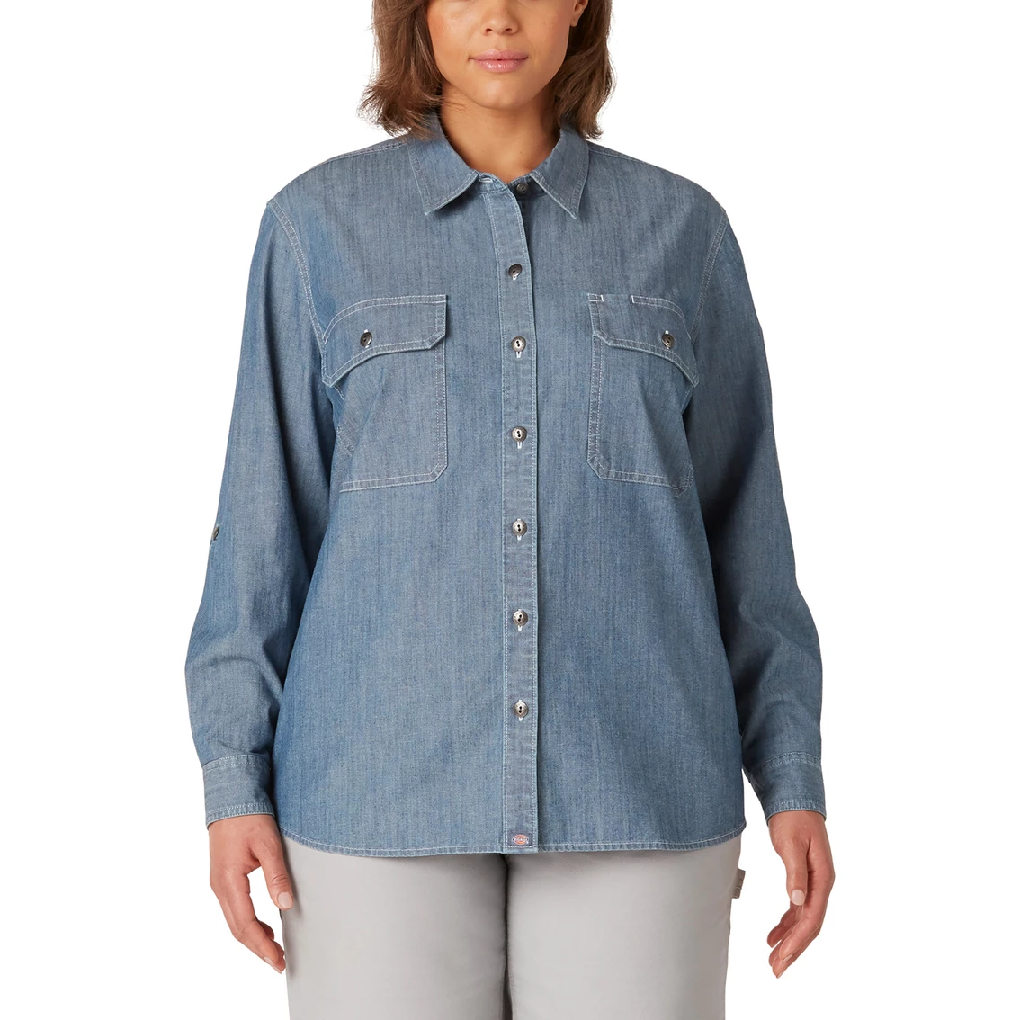 Wholesale β Dickies Plus Size Chambray Roll-Tab Work π Shirt βοΈ