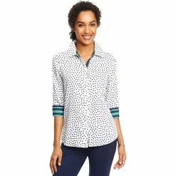 Brand new 😉 Foxcroft Petite Ava Tennis Dot 👕 Shirt With Contrast Trim ✔️