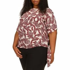 Hot Sale 😀 Michael Kors Plus Poplin Paisley Tie Top 🛒