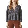 Best Pirce 🛒 Lucky Brand Printed Lace Inset Babydoll Top 😉