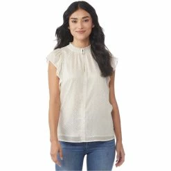 Cheap π Tommy Hilfiger Ruffle Sleeve Foil Pin Dot Blouse π