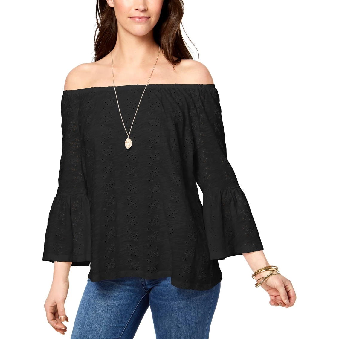 Outlet π Style&Co. Style & Co. Petite Off The Shoulder Cotton Eyelet Top π