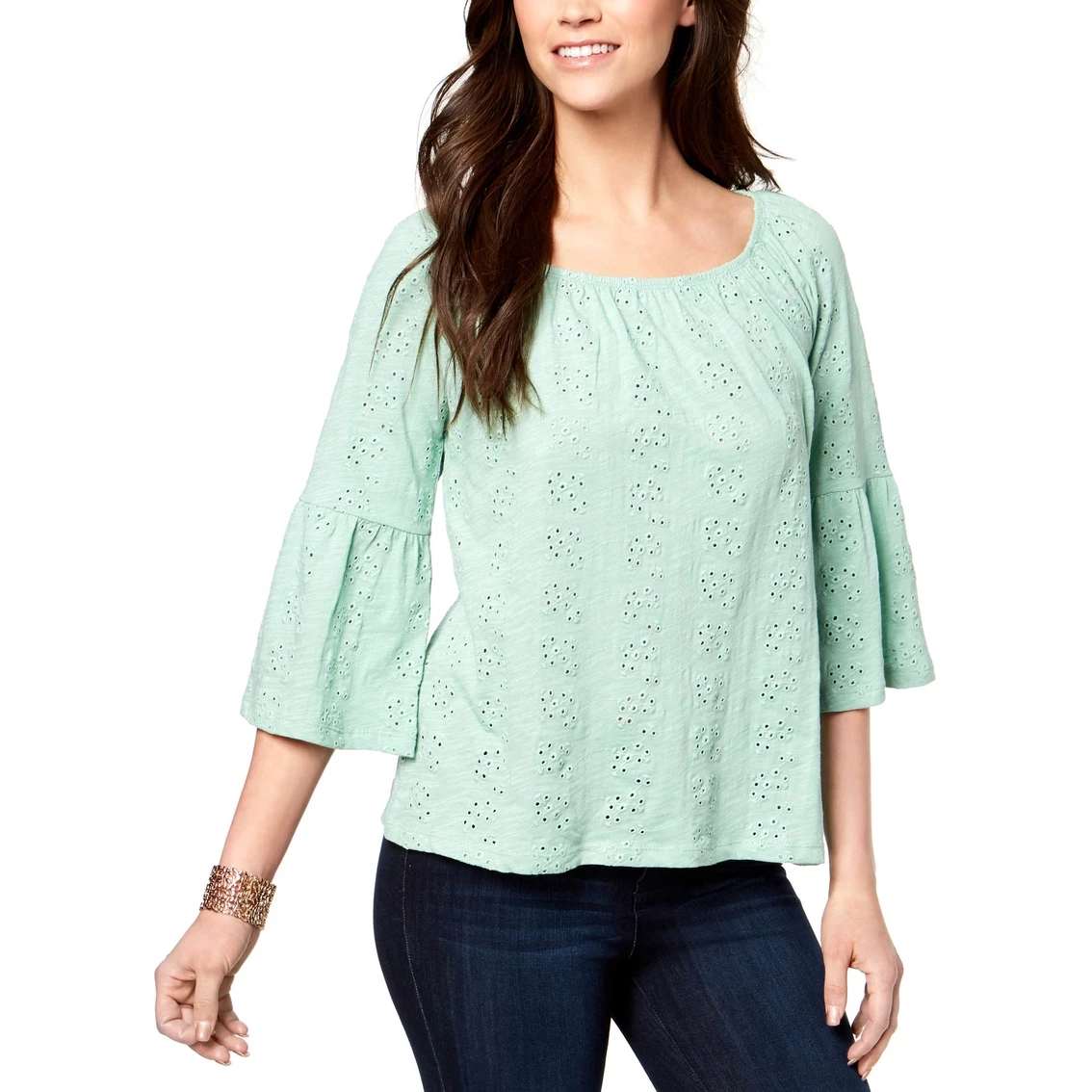 Outlet π Style&Co. Style & Co. Petite Off The Shoulder Cotton Eyelet Top π - Image 3