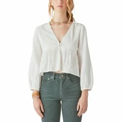 Coupon 👏 Lucky Brand Lace Inset Babydoll Top 😀