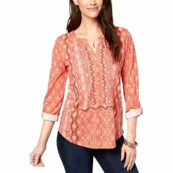 Budget π Style&Co. Style & Co. Petite Printed Roll Tab Top π₯