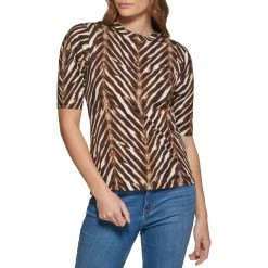 Best deal 🎁 Calvin Klein Elbow Sleeve Pleated Print Top 🔥