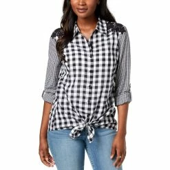 Budget π Style&Co. Style & Co. Petite Mixed Gingham Tie Front π Shirt β