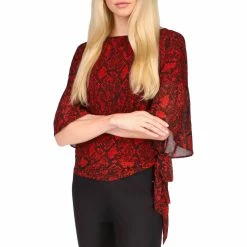 Budget 🥰 Michael Kors Python Combo Sleeve Top 🔥