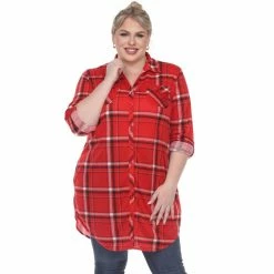 Coupon 💯 White Mark Plus Size Printed Plaid Tunic 😉