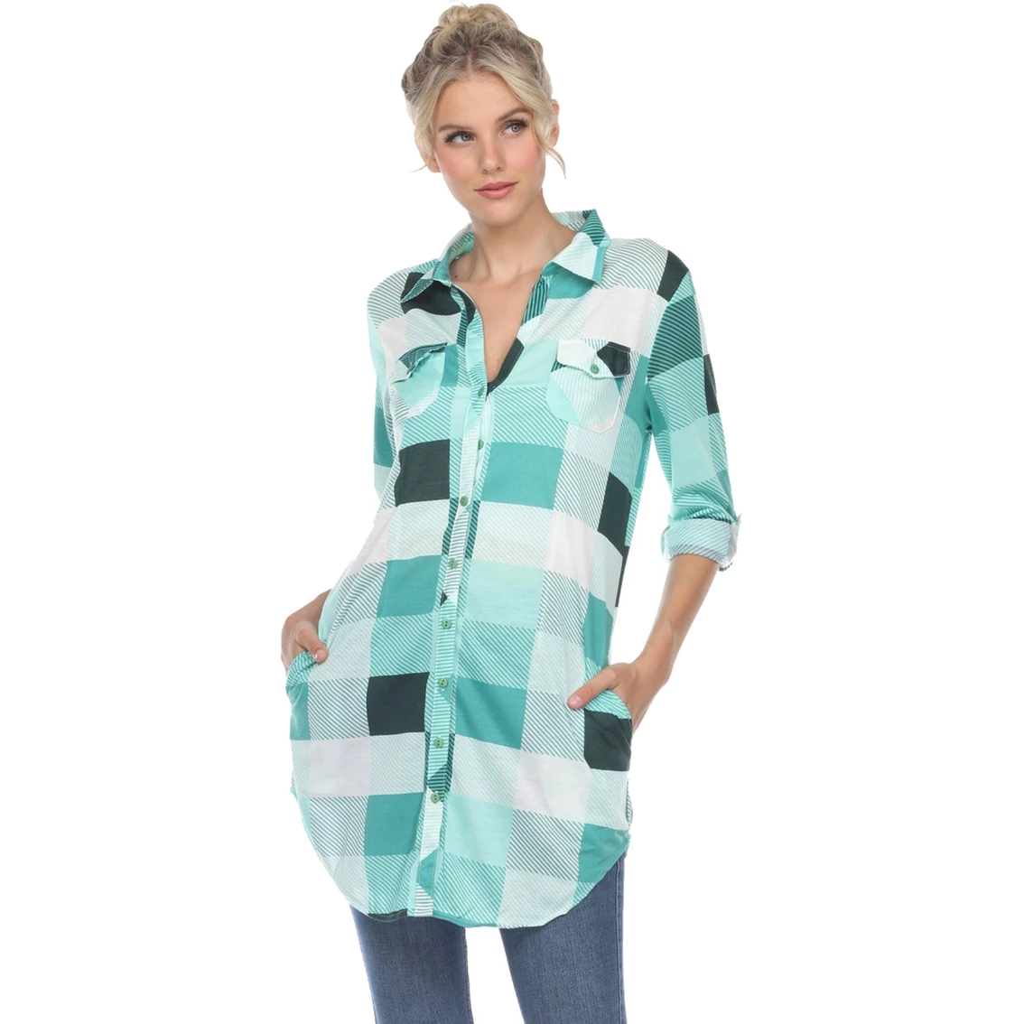 Top 10 β¨ White Mark Plaid Tunic π Shirt β - Image 2