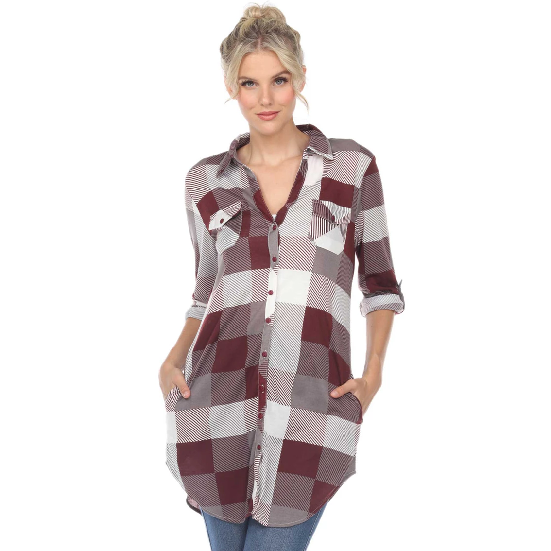 Top 10 β¨ White Mark Plaid Tunic π Shirt β - Image 3