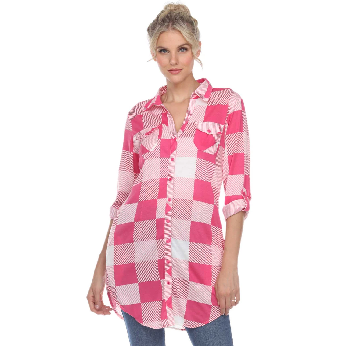 Top 10 β¨ White Mark Plaid Tunic π Shirt β - Image 4