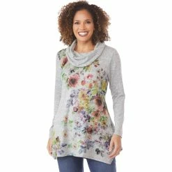 Best deal 🔔 Passports Printed Cowl Neck Tunic 🔔