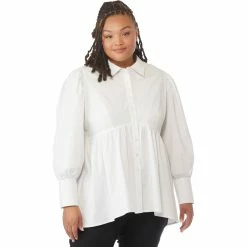 Best deal 🛒 JW Plus Size Hi Low Puff Sleeve Blouse 😍