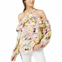 Cheap ⌛ INC International Concepts Petite Floral-Print Cold-Shoulder Top 👏