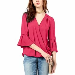 Buy 😀 INC International Concepts Petite Surplice Neck Bell Sleeve Blouse 😍