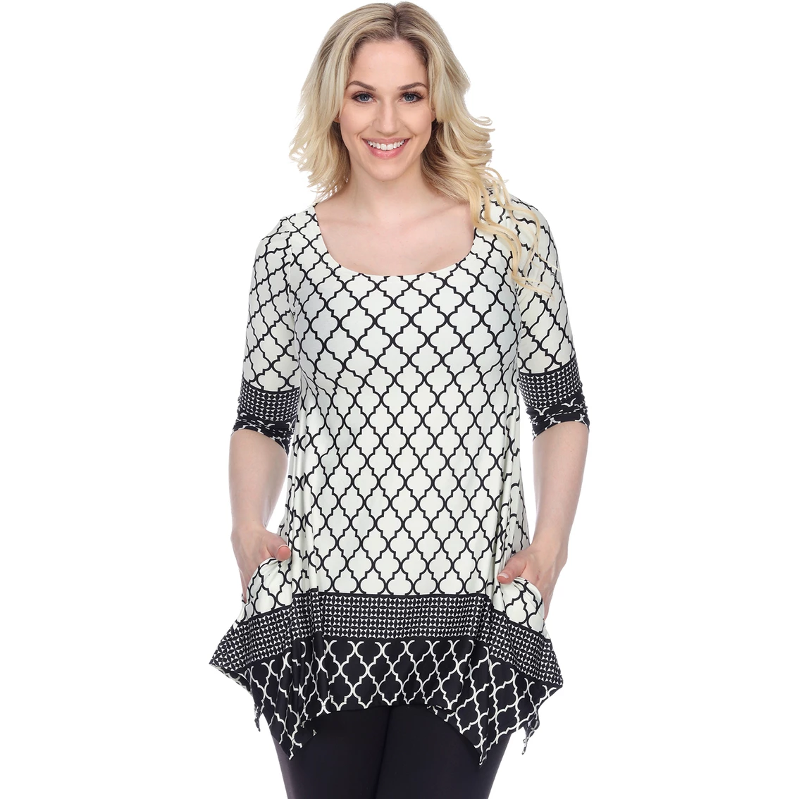 Budget π White Mark Tunic Top With Scoop Neck π