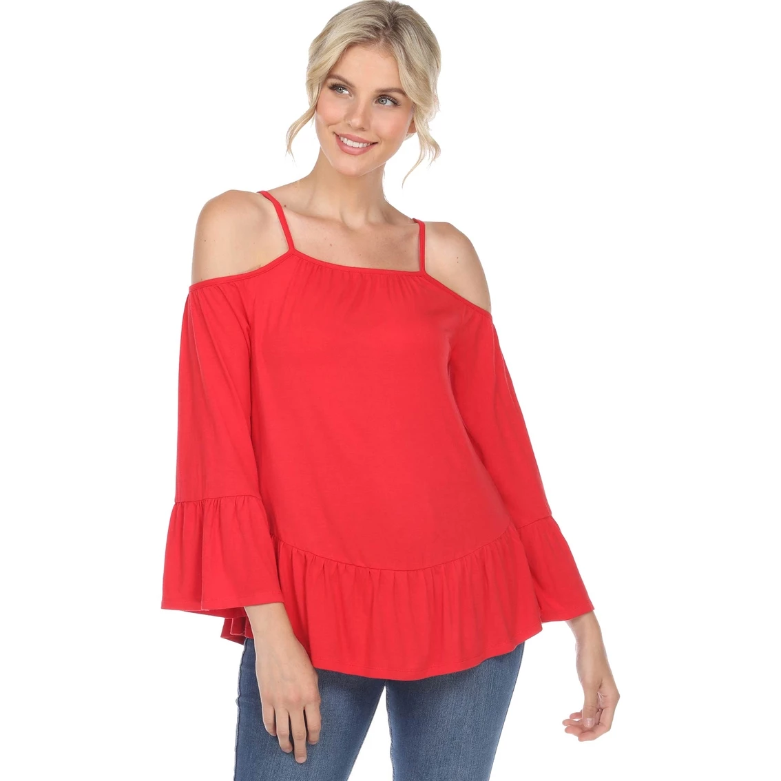 Brand new π₯ White Mark Cold Shoulder Ruffle Top β - Image 3