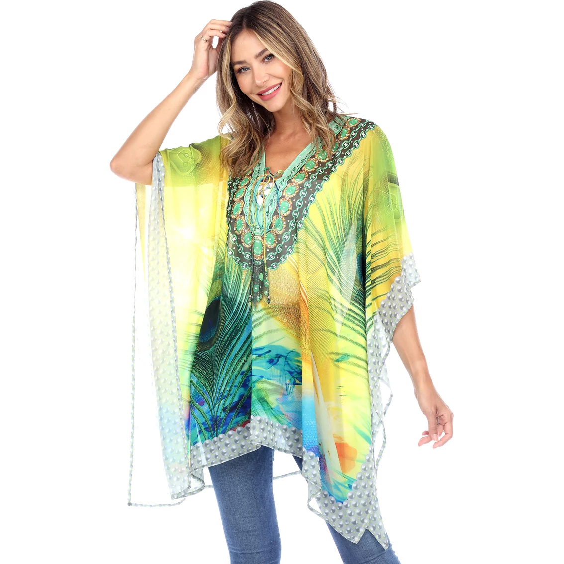 Flash Sale π White Mark Short Caftan With Tie-up Neckline β¨ - Image 2