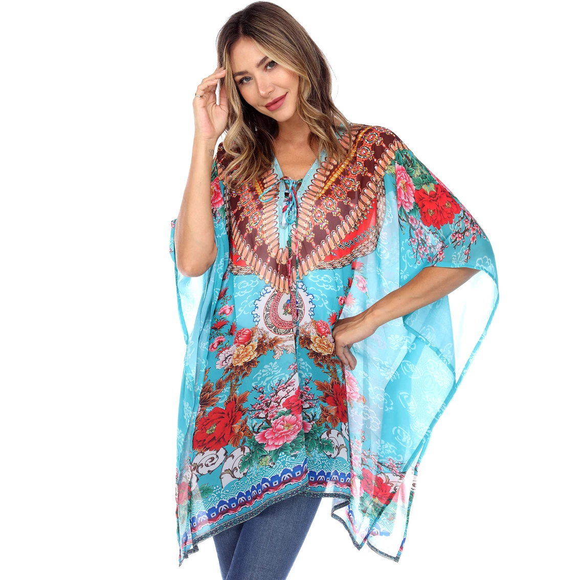 Flash Sale π White Mark Short Caftan With Tie-up Neckline β¨ - Image 3